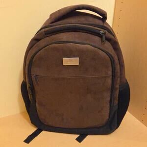 Hiram Bingham Belmond Train Brown Suede Feel Backpack Travel Daypack School Bag